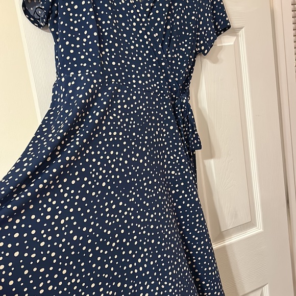 Mock Wrap Dress with Polka Dots - Picture 2 of 3